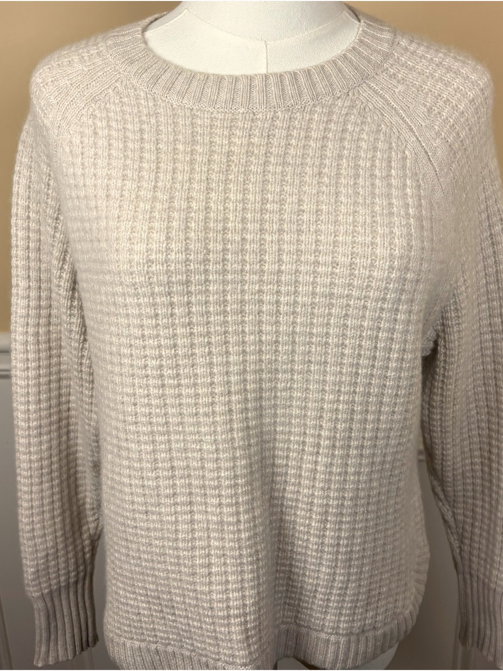 Autumn Cashmere Ivory Waffle-Knit Crewneck Sweater